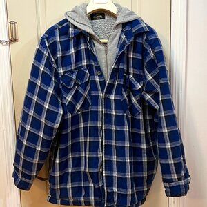 RedHead Men's Size XL 100% Cotton Hooded Zip and Button Front Sweatshirt. Blue